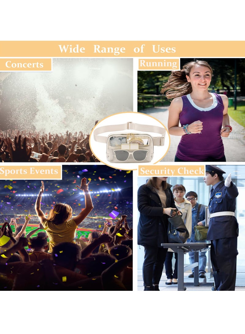 Excefore Clear  Pack, with Adjustable Strap,Crossbody Clear Belt Bag for Concerts Hiking Running, Clear Belt Waist Bag Pouch for Concerts Hiking Running Beige - Image 5