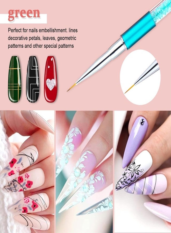 SKINPLUS Gel Polish Nail Art Liner Brushes 5Pcs Painting Art Design Pen Set Diamond Application Rhinestone Handle Dotting Drawing Sizes 5 7 9 11 20mm Nail Art Design Gift for Women - Image 5