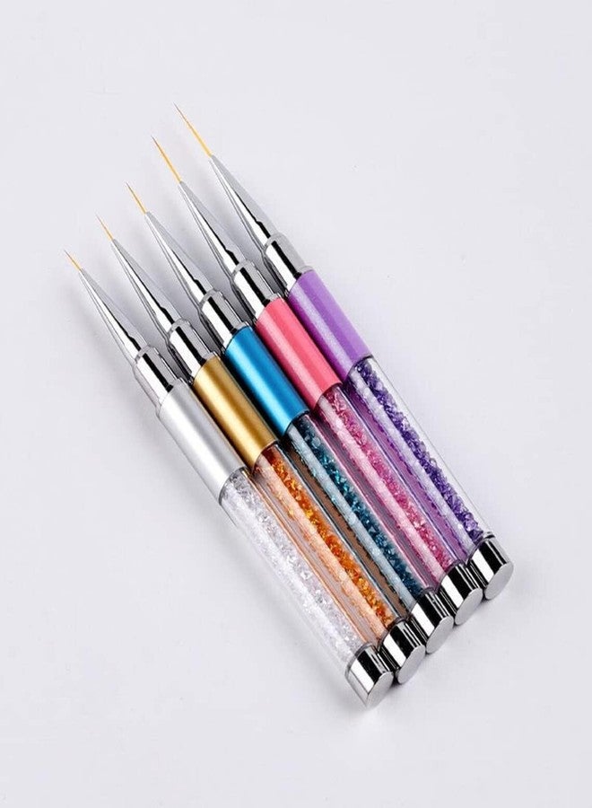 SKINPLUS Gel Polish Nail Art Liner Brushes 5Pcs Painting Art Design Pen Set Diamond Application Rhinestone Handle Dotting Drawing Sizes 5 7 9 11 20mm Nail Art Design Gift for Women - Image 1