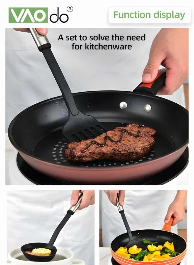 فاو دو مجموعة أدوات طهي المطبخ 24 قطعة، أواني طهي غير لاصقة، للطهي والخبز المنزلي، مجموعة ملاعق خالية من مادة BPA مع مقابض مقاومة للحرارة لأواني الطهي غير اللاصقة - Image 2