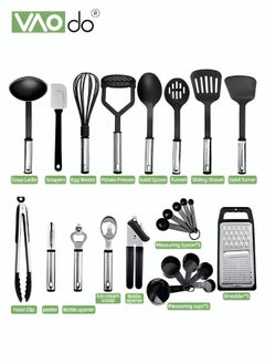 VAOdo 24 Pieces Kitchen Cooking Utensil Set with Stainless Steel Holder Collection for Turner Tongs Spatula Spoon Brush Whisk  - Image 4