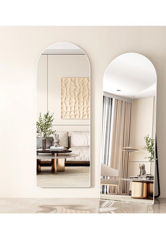 الأزرق جي دبليو مرآة مقوسة كاملة الطول بزاوية مستديرة - مرآة مقوسة كاملة الطول بزاوية مستديرة - زجاج عالي الدقة قائم ومثبت على الحائط بزوايا قابلة للتعديل بإطار من الألومنيوم المتين ديكور منزلي عصري وأنيق لغرفة النوم غرفة المعيشة مدخل غرفة الملابس خزانة المدخل والممر - تصميم متين عالي الجودة (فضي) - Image 4