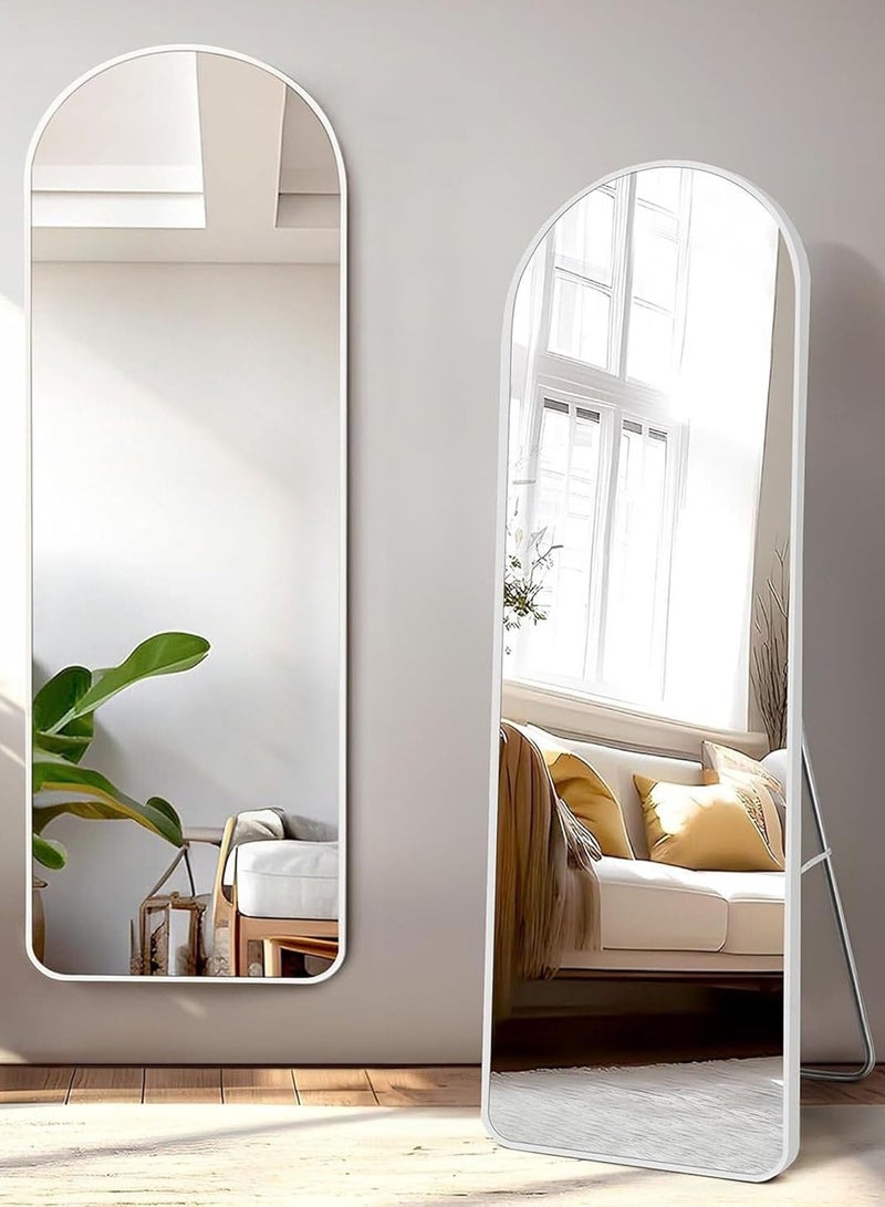 الأزرق جي دبليو مرآة مقوسة كاملة الطول بزاوية مستديرة - مرآة مقوسة كاملة الطول بزاوية مستديرة - زجاج عالي الدقة قائم ومثبت على الحائط بزوايا قابلة للتعديل بإطار من الألومنيوم المتين ديكور منزلي عصري وأنيق لغرفة النوم غرفة المعيشة مدخل غرفة الملابس خزانة المدخل والممر - تصميم متين عالي الجودة (فضي) - Image 1