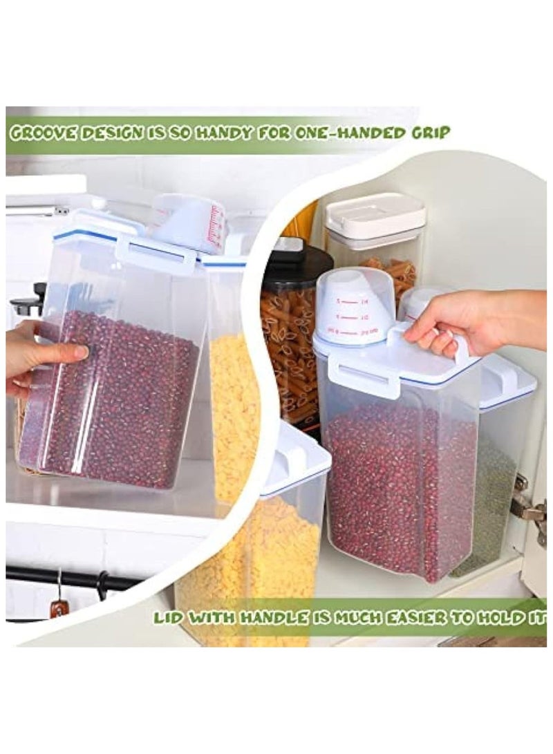 مجموعة من 4 حاويات أرز من HOME ZONE، حاويات تخزين طعام مع أغطية محكمة الإغلاق وكوب قياس، حاويات بلاستيكية لتخزين الحبوب والسكر والدقيق والمكسرات وتنظيمها - Image 5