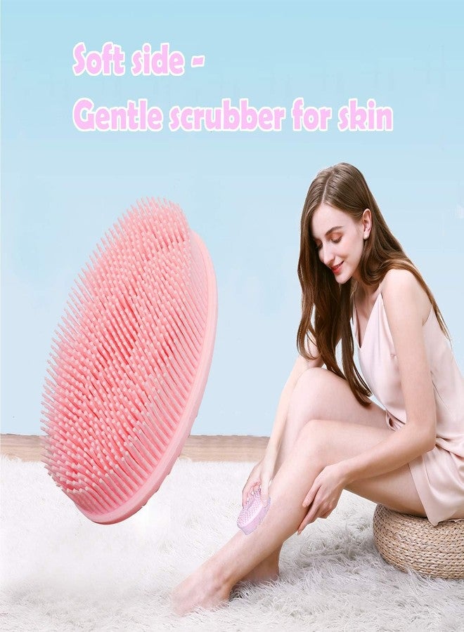 Bispy Silicone Body Scrubber Loofah - Soft Exfoliating Body Bath Shower Scrubber Loofah Brush for Sensitive Kids Women Men All Kinds of Skin (Color : Pink) - Image 4