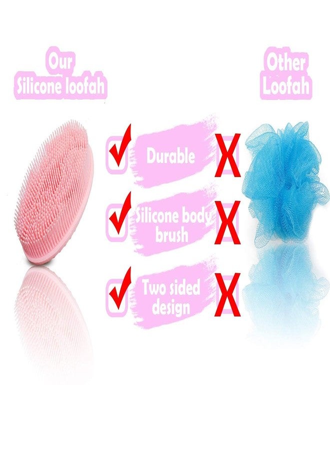 Bispy Silicone Body Scrubber Loofah - Soft Exfoliating Body Bath Shower Scrubber Loofah Brush for Sensitive Kids Women Men All Kinds of Skin (Color : Pink) - Image 5