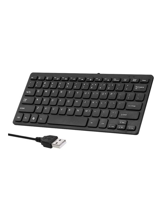 78-key USB Powered Wired Mini Keyboard Black - Image 1