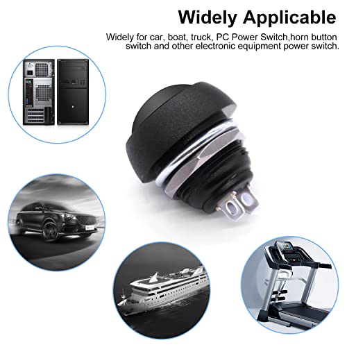 Twidec/6Pcs 12mm Momentary Push Button Switch 1/2" Mounting Hole On Off Mini Round Waterproof Black with Pre-soldered Wires PBS-33B-BK-X - Image 5