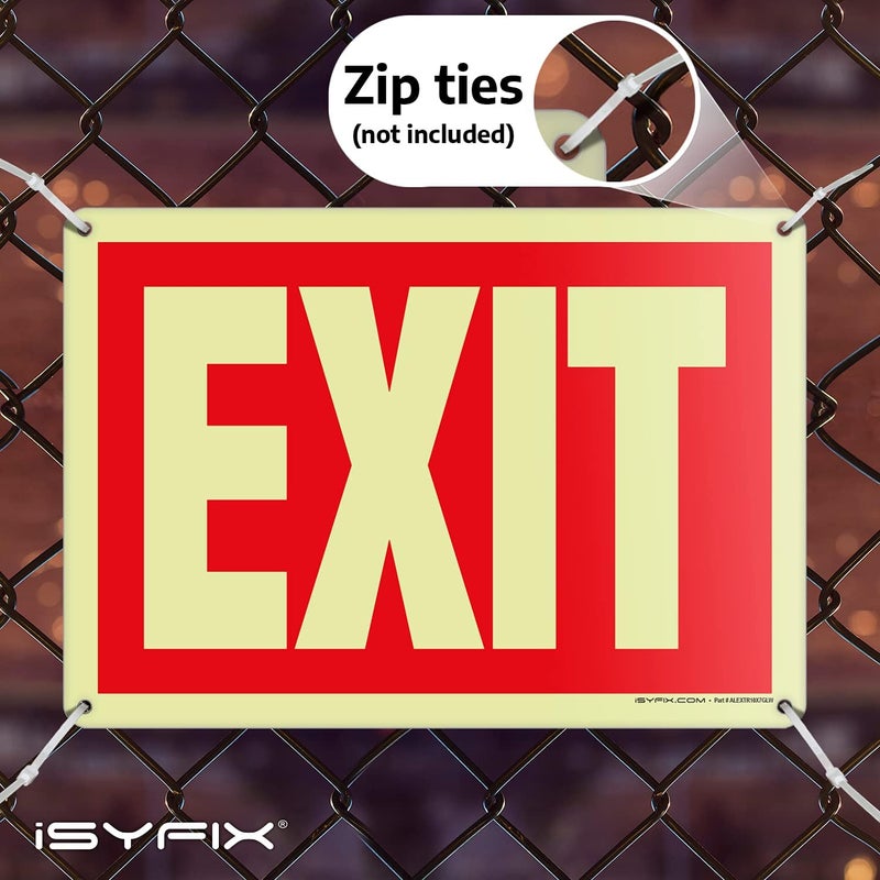 iSYFIX Exit Glow in the Dark Sign Aluminum – 1 Pack 10x7 Inch – Photoluminiscent, Laminated for Ultimate UV, Weather & Fade Resistance, Indoor & Outdoor for Business, School, Office, Warehouse - Image 4