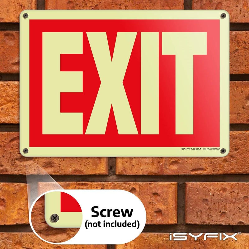 iSYFIX Exit Glow in the Dark Sign Aluminum – 1 Pack 10x7 Inch – Photoluminiscent, Laminated for Ultimate UV, Weather & Fade Resistance, Indoor & Outdoor for Business, School, Office, Warehouse - Image 5