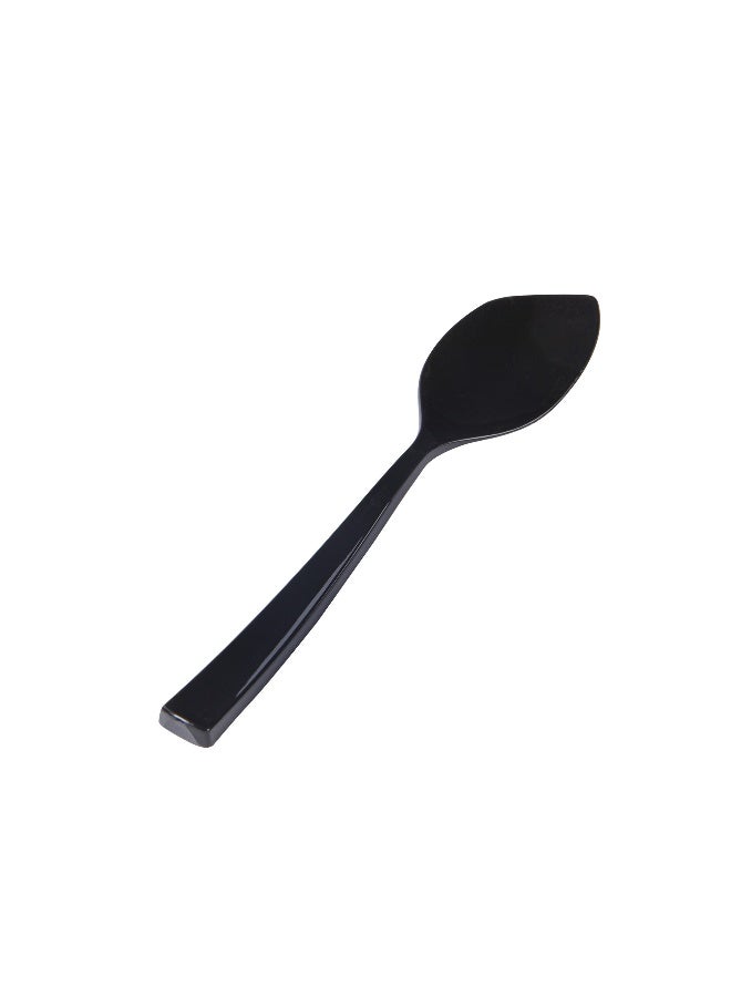 Restaurantware 4.5 x 1 Inch Dessert Spoons, 100 Disposable Tasting Spoons - Sturdy Handles, Premium, Black Plastic Ice Cream Spoons, Heavy-Duty, For Gelatos, Sundaes, Puddings, And More - Image 1