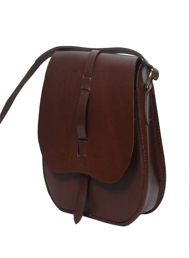 Celtic Classic Handmade Dark Brown Leather Saddle Crossbody Bag - Image 4