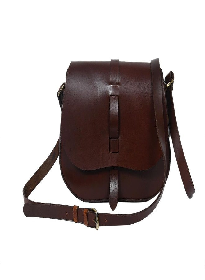 Celtic Classic Handmade Dark Brown Leather Saddle Crossbody Bag - Image 1