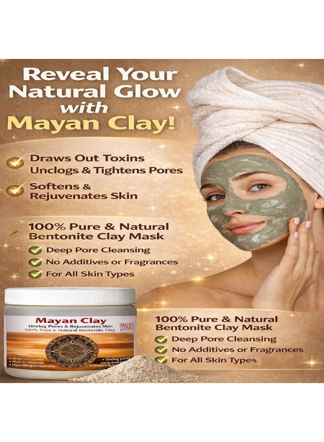 Mayan's Secret مسحوق الطين الهندي النقي من مايا، لتنظيف عميق للبشرة، قناع للجسم والشعر، طين بنتونيت طبيعي - Image 2