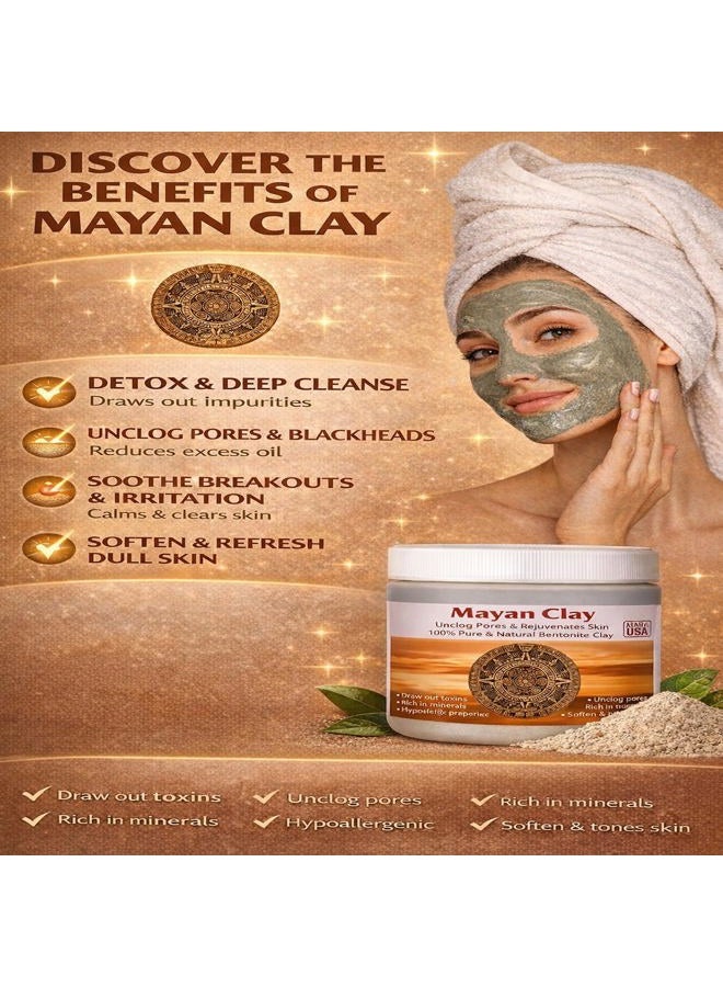 Mayan's Secret مسحوق الطين الهندي النقي من مايا، لتنظيف عميق للبشرة، قناع للجسم والشعر، طين بنتونيت طبيعي - Image 5