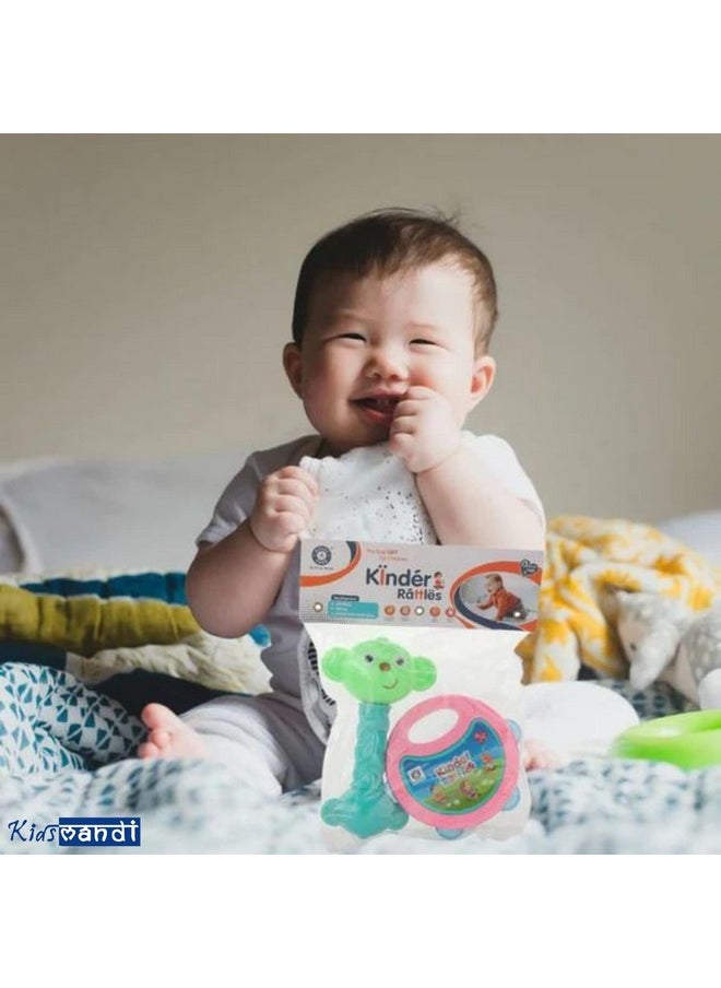 Kids Mandi Non Toxic Plastic Colourful Lovely Attractive Baby Rattle & Teether Toys Set Of 2 Pcs For Babies, Toddlers, Infants & Children (Multicolour)  - Image 2