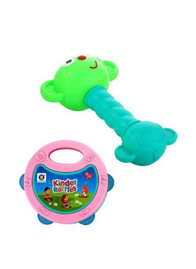 Kids Mandi Non Toxic Plastic Colourful Lovely Attractive Baby Rattle & Teether Toys Set Of 2 Pcs For Babies, Toddlers, Infants & Children (Multicolour)  - Image 1