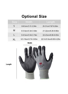 3M 1 Pair Comfort Grip Glove Nitrile Rubber Protective Gloves Cut Resistance Gloves Work Gloves Stretch Fit High quality Coated General Use Size L  - Image 3