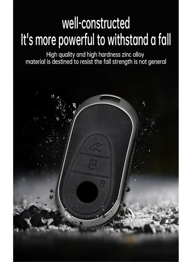 NOSKIN 3 Buttons Remote Key Fob Cover with Keychain Compatible with Mercedes Benz 2020-2024 C E S M CLS CLK G Class, SL Class 2022 Smart Key Shell Case Key Protection Cover Car (Black) - Image 3