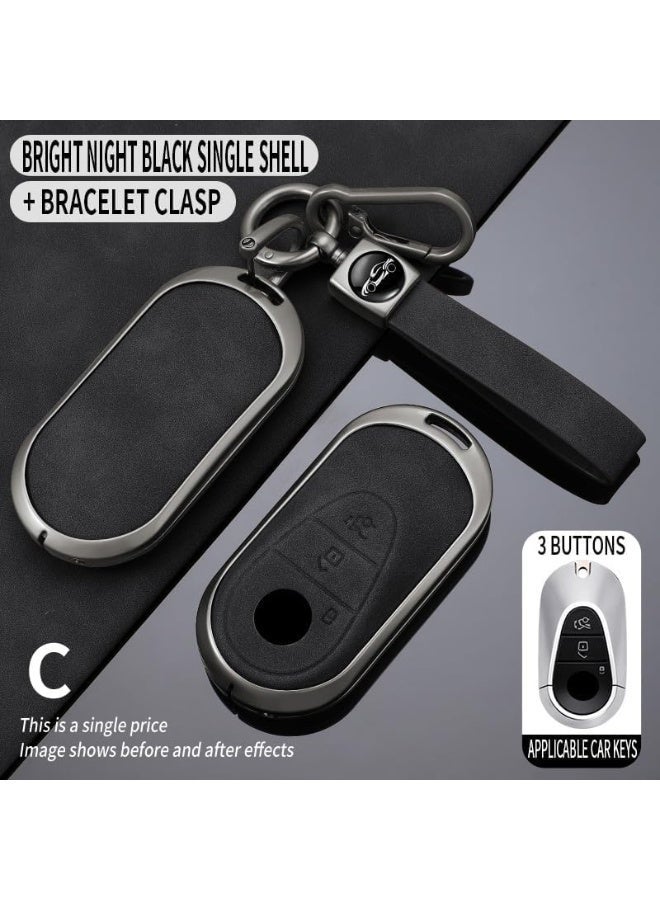 NOSKIN 3 Buttons Remote Key Fob Cover with Keychain Compatible with Mercedes Benz 2020-2024 C E S M CLS CLK G Class, SL Class 2022 Smart Key Shell Case Key Protection Cover Car (Black) - Image 2