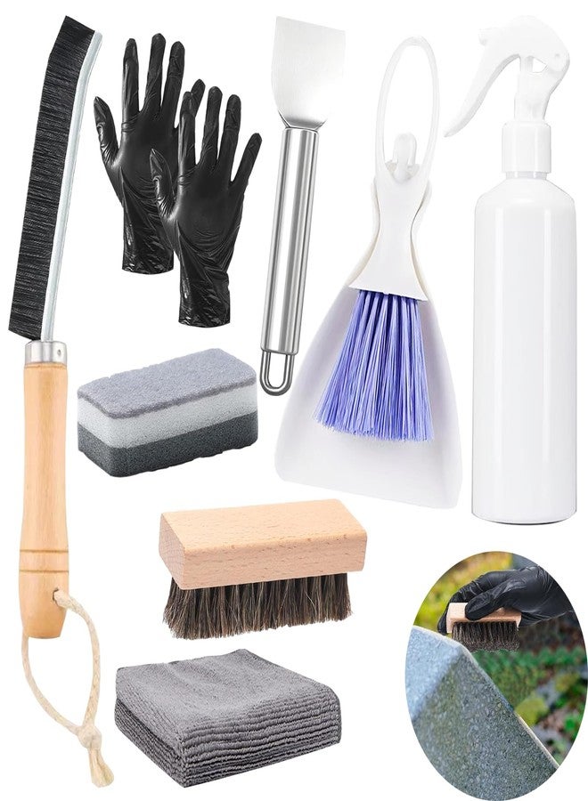 Delllala 8 Pcs Headstone Cleaner Kit for Cleaning Granite Tombstones in Cemeteries, Including Towels, Brushes, Tombstone Sponges, Scrapers, Brush Sets, Stainless Steel Scrapers, and Disposable Gloves - Image 1