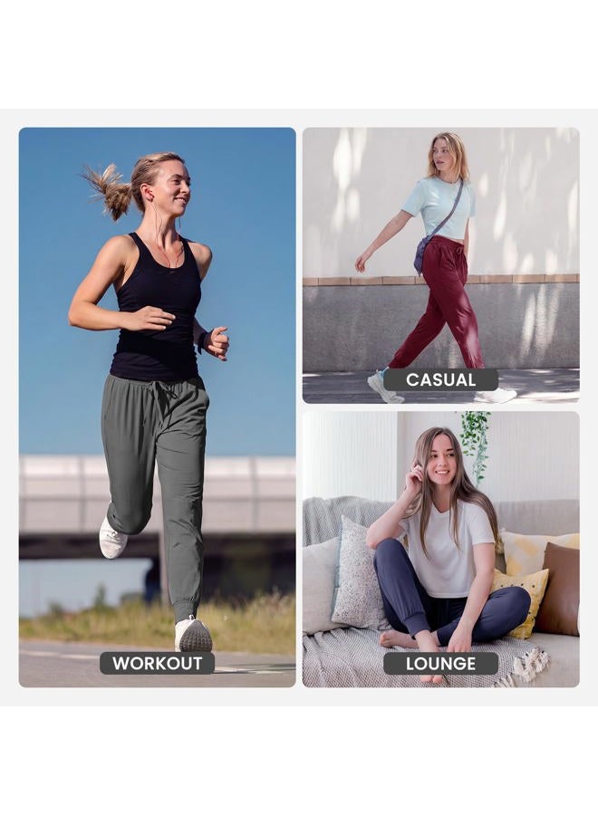 TNNZEET Women's Joggers with Pockets - High Waisted Sweatpants Tapered Leg Drawstring Lightweight Athletic Pants, Coffee Brown, XL - Image 5