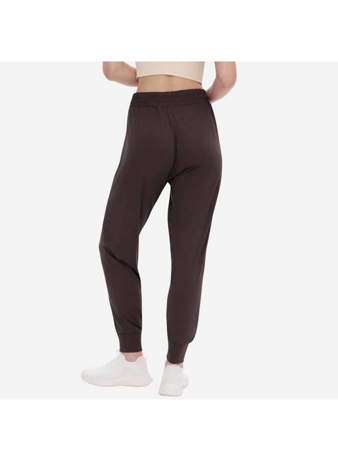 TNNZEET Women's Joggers with Pockets - High Waisted Sweatpants Tapered Leg Drawstring Lightweight Athletic Pants, Coffee Brown, XL - Image 3