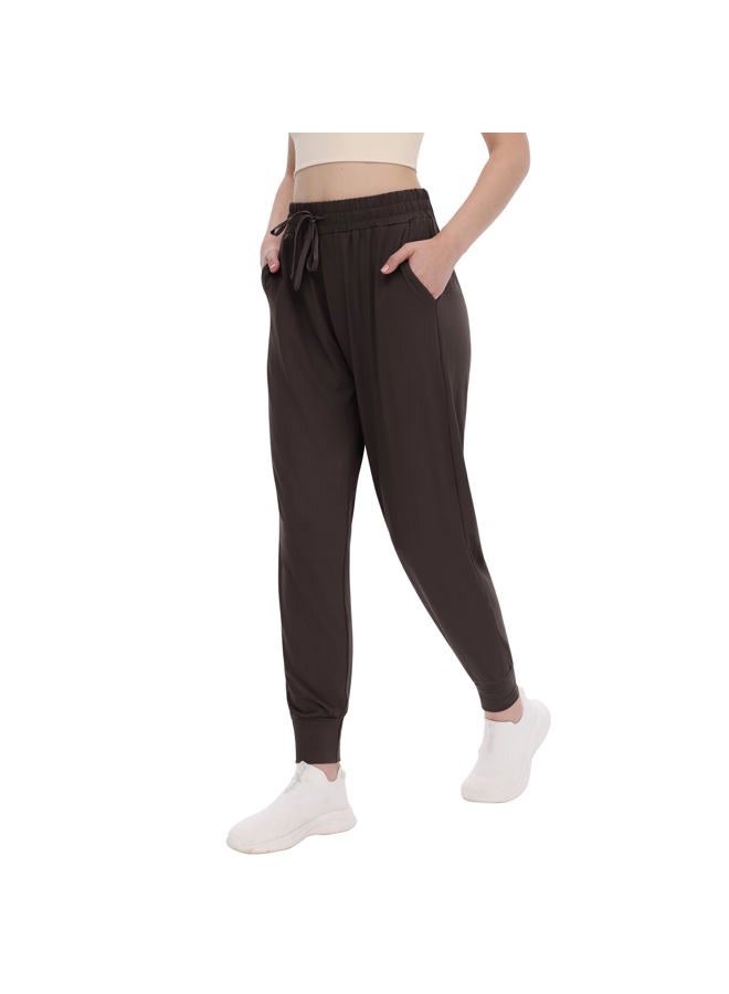 TNNZEET Women's Joggers with Pockets - High Waisted Sweatpants Tapered Leg Drawstring Lightweight Athletic Pants, Coffee Brown, XL - Image 1
