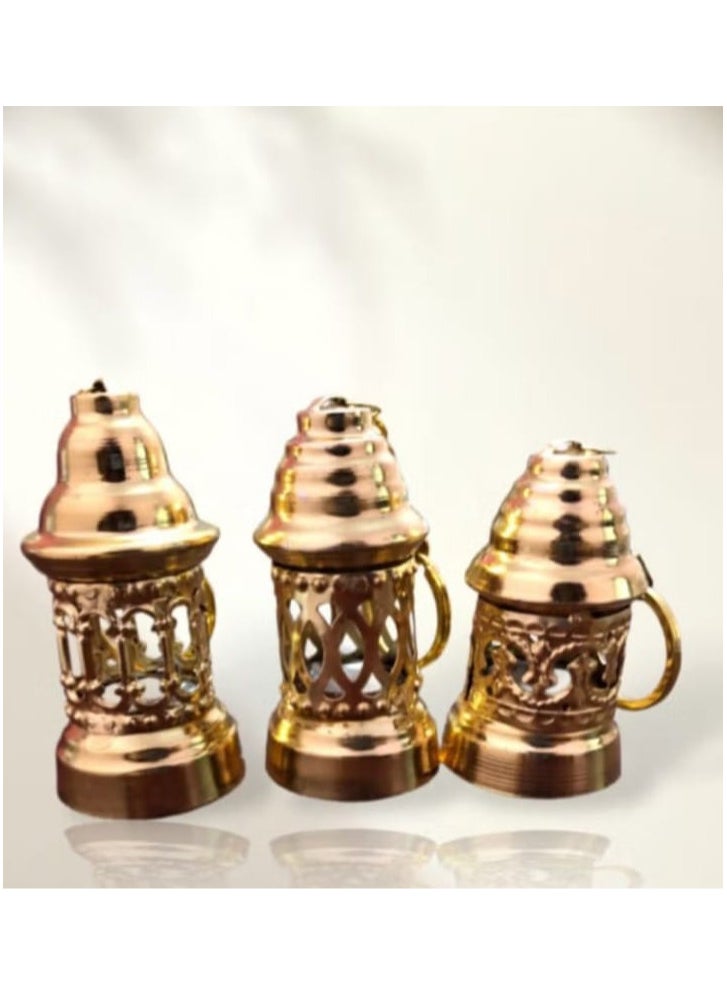 Generic - Golden Ramadan lantern keychain medal, different shapes, gold metal, number 1, with lighting. - Image 1