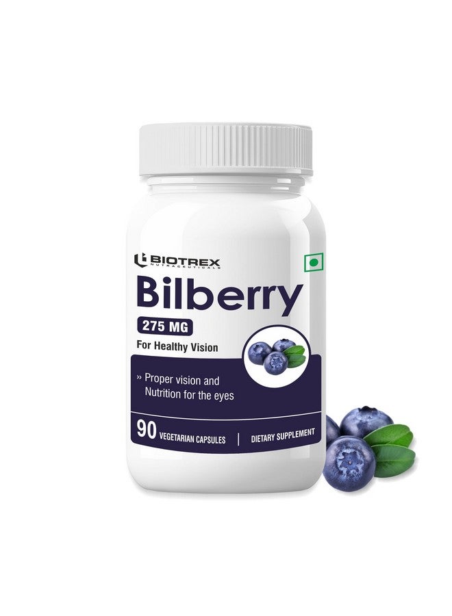 Biotrex Nutraceuticals Bilberry Extract 275mg (Anthocyanidins) Healthy Vision, Antioxidant & Eye Health Supplement, 90 Veg Capsules - Image 1