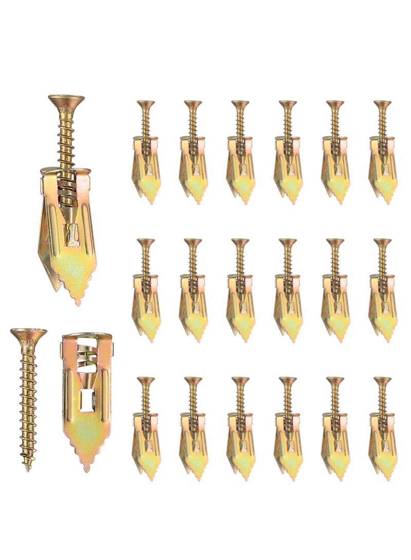 Y&D 30mm Knock-in Gypsum Board Expansion Screw, Ceiling Fixed Butterfly Plug Self-tapping Drywall Hollow Wall Anchors with Self Drilling Screws, 20 pcs  - Image 1