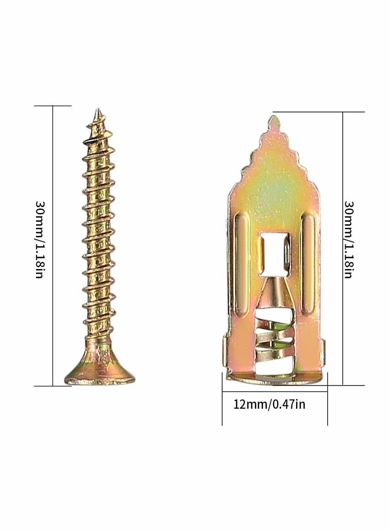 Y&D 30mm Knock-in Gypsum Board Expansion Screw, Ceiling Fixed Butterfly Plug Self-tapping Drywall Hollow Wall Anchors with Self Drilling Screws, 20 pcs  - Image 5