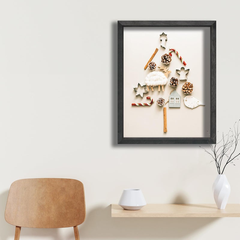 FrameWorks 8.5x11 Driftwood Wooden Shadow Box Frame - Soft Felt Back  Tempered Glass  and Included Elegant White Ball Push Pins - Image 4