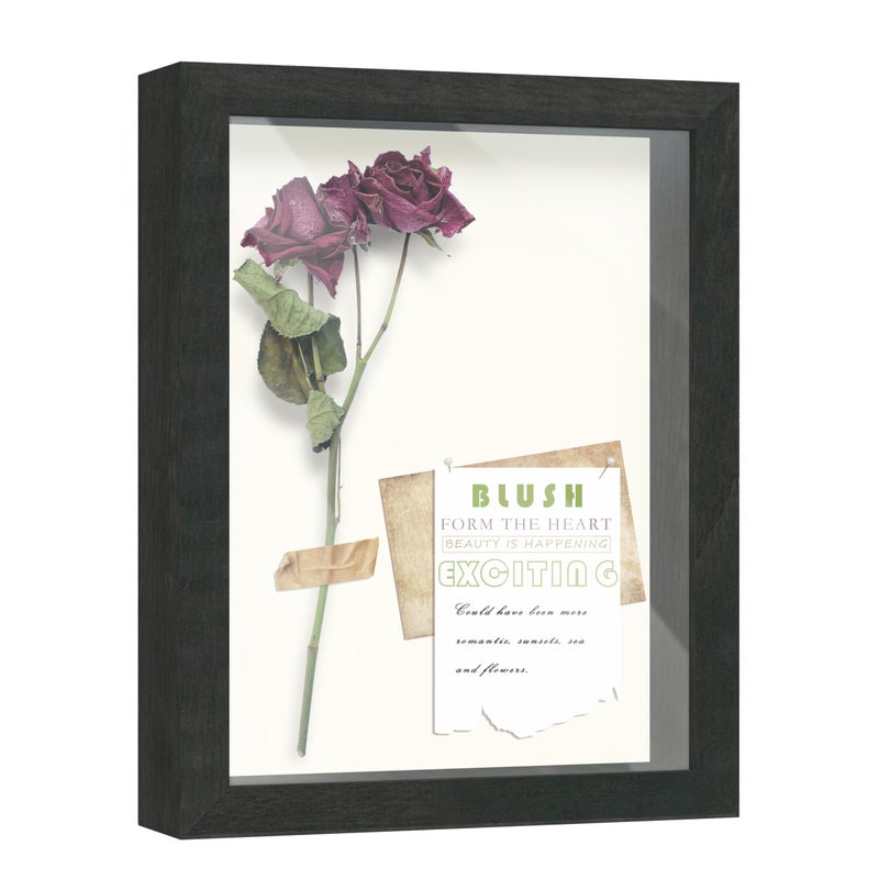 FrameWorks 8.5x11 Driftwood Wooden Shadow Box Frame - Soft Felt Back  Tempered Glass  and Included Elegant White Ball Push Pins - Image 1