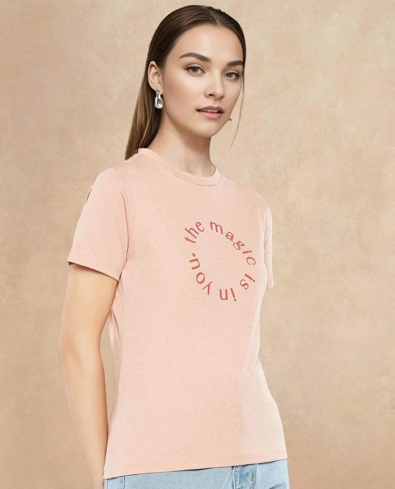 Rareism Women's Round Neck T Shirt With Graphic Print