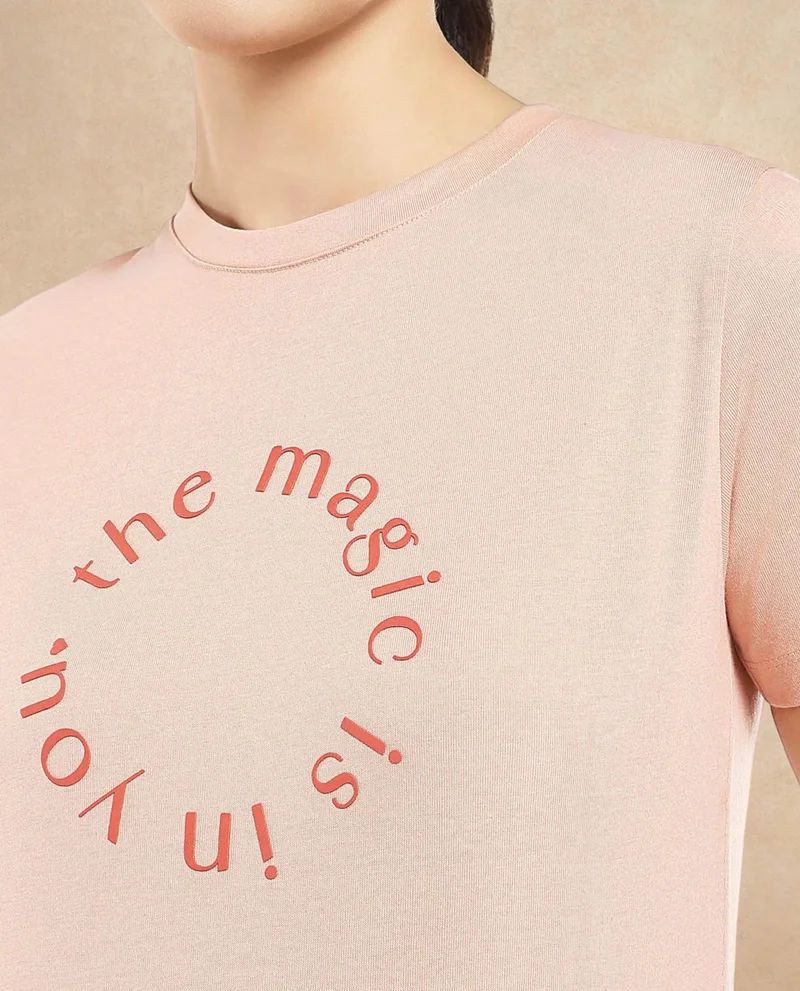 Rareism Women's Round Neck T Shirt With Graphic Print