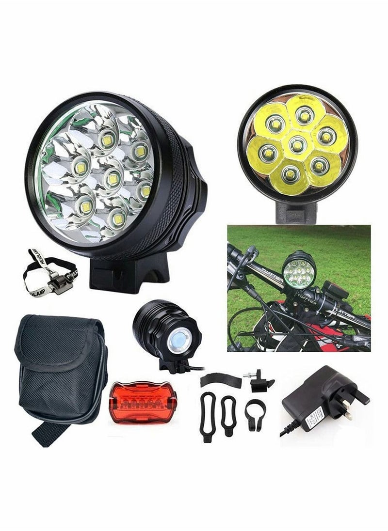SYOSI - 10000LM 7x Cree XML T6 LED MTB Mountain Bike Bicycle Light Headlight Headlamp Torch USB Rechargeable 18650 Battery 8.4V 8000mAh - Image 1