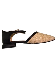 LIFESTYLISH Sandal Flat Burlap And Leather With Buckle SF-46 - Black  - Image 1