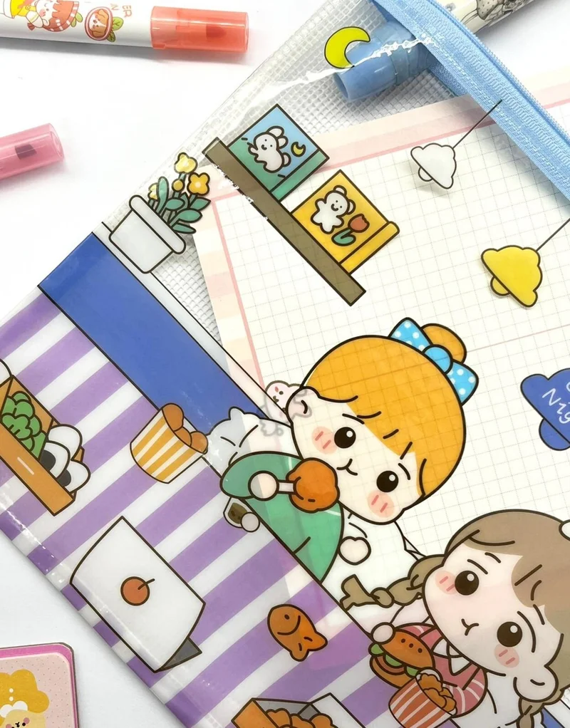كاغيت جيمي دوكان Paper Ship Shop Cute Transparent and Zippered Blue A4 File Folder/Collector/Pencil Case/Zipper Bag