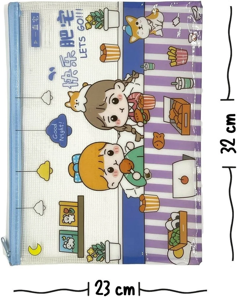 كاغيت جيمي دوكان Paper Ship Shop Cute Transparent and Zippered Blue A4 File Folder/Collector/Pencil Case/Zipper Bag