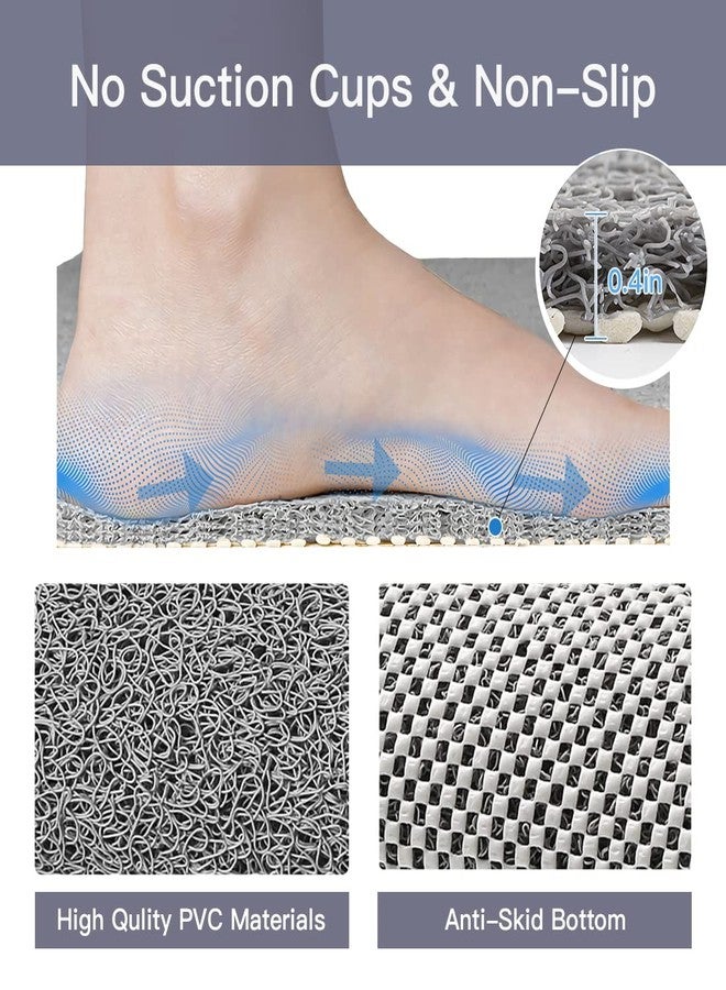 Zoryllic Bathtub Mat Non Slip Shower Mat Soft PVC Loofah Bath Tub Mats with Drain for Bathroom Tub 40 x 16 Inch (Grey) - Image 3