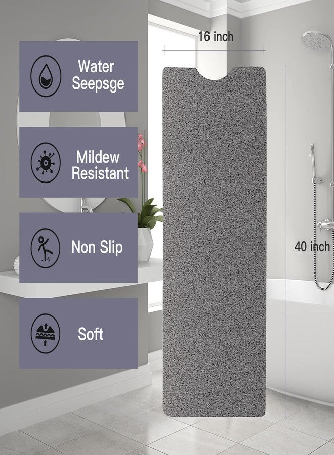 Zoryllic Bathtub Mat Non Slip Shower Mat Soft PVC Loofah Bath Tub Mats with Drain for Bathroom Tub 40 x 16 Inch (Grey) - Image 2
