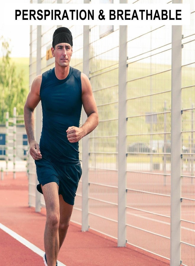 Prasacco 2 Pcs Doo Rags Bandanas Skull Caps Head Wrap Sweat Rags Durags for Men Women Gym Beanie for Cycling Motorcycle (Solid Color) - Image 4