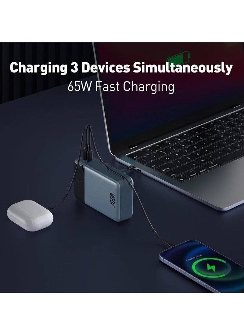 JODA - JODA Power Bank - 20000mAh Battery with 65W Fast Charging, Type-C Port & Built-in Cable, Ideal for Travel and Everyday Use. - Image 1