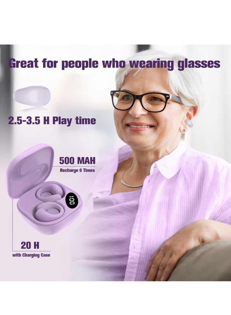 Barakah Wireless Ear Clip Bone Conduction Headphones, Open Ear Bluetooth Earbuds, LED Digital Display Bluetooth Earphones for Running, Sports, Cycling (Purple) - Image 4