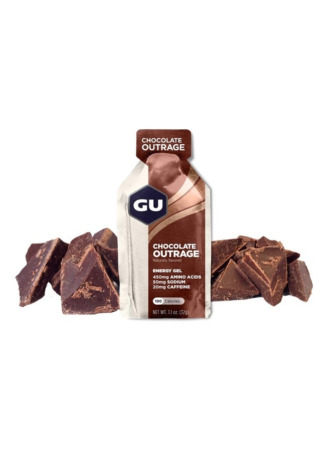 GU ENERGY GEL جيل الطاقة الأصلي من جي يو للطاقة الرياضية، نباتي، خالي من الغلوتين، كوشير، وخالي من الألبان، طاقة جاهزة لأي تمرين، 24 حبة، شوكولاتة أوتراج - Image 1