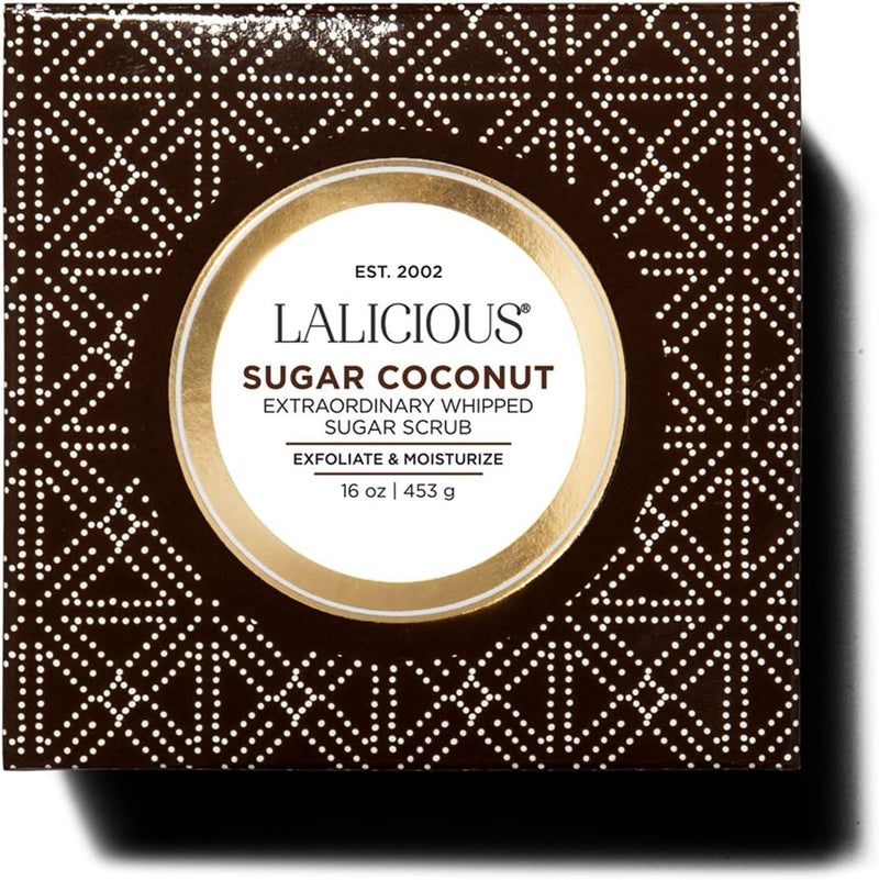 LALICIOUS Sugar Coconut Extraordinary Whipped Sugar Scrub - 16 oz Cane Sugar Body Scrub with Coconut Oil & Honey - Image 2