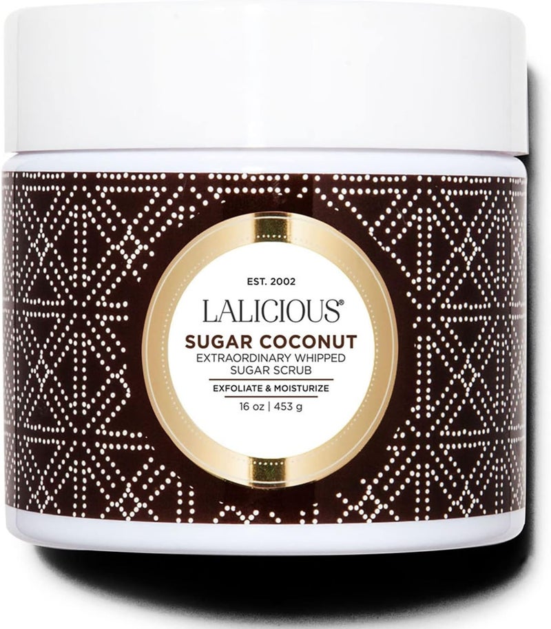 LALICIOUS Sugar Coconut Extraordinary Whipped Sugar Scrub - 16 oz Cane Sugar Body Scrub with Coconut Oil & Honey - Image 1