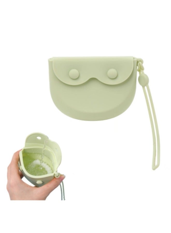 Generic Silicone Denture Storage Bag Dentures Portable Storage Box Denture Storage Bag Green  - Image 1