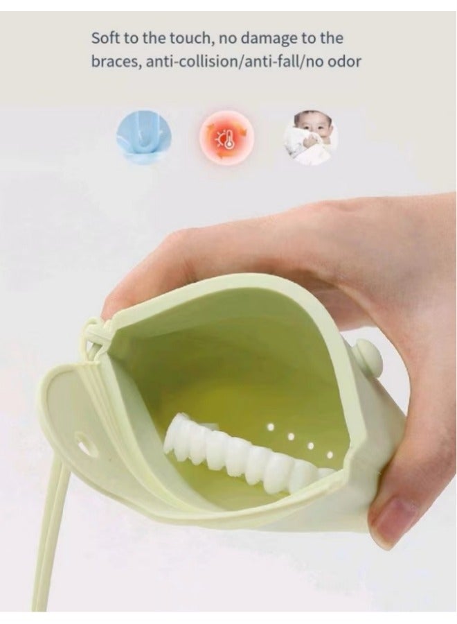Generic Silicone Denture Storage Bag Dentures Portable Storage Box Denture Storage Bag Green  - Image 5